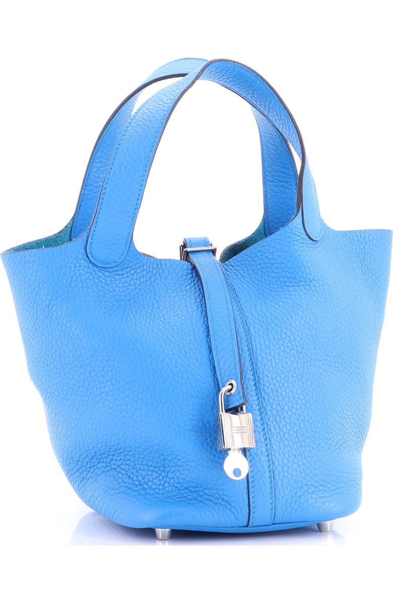 Pre-Owned Hermes Picotin Lock Bag Clemence PM, Alternate, color, Bleu Zanzibar