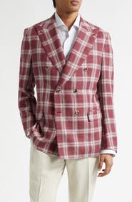 ISAIA Delave Plaid Linen & Wool Sport Coat