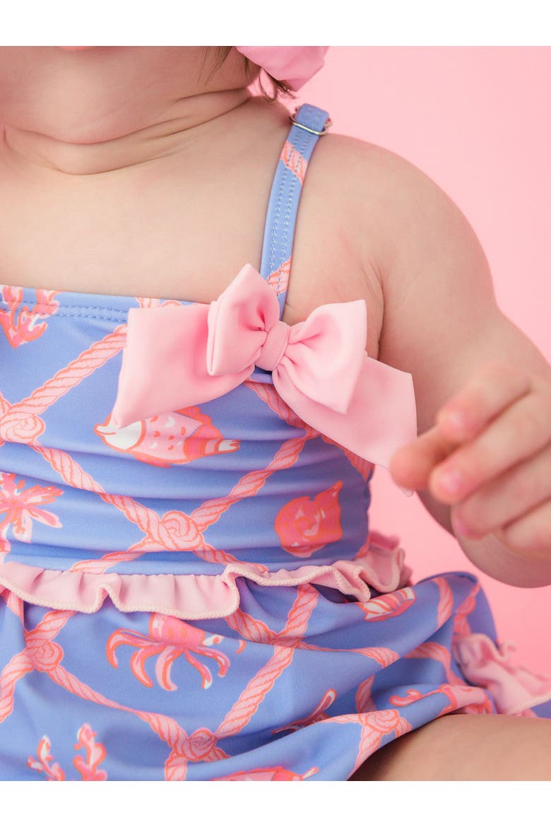 UPF50+ One Piece Bow Bubble Romper Swimsuit, Alternate, color, Tropical Trellis