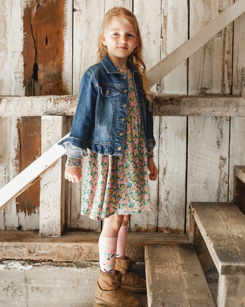 Deux Par Deux Smocked Viscose Dress With Floral In Brown