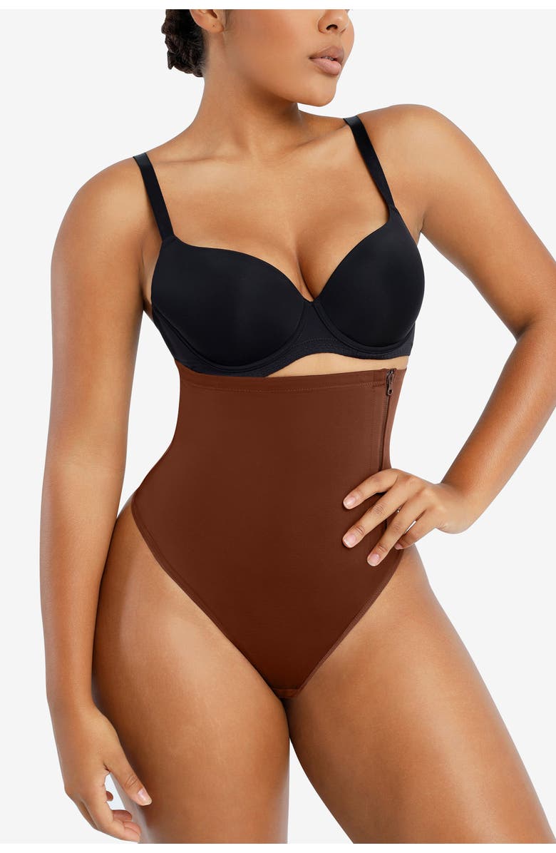 Shapellx Side Zip Shaping Panty, Alternate, color, Mocha