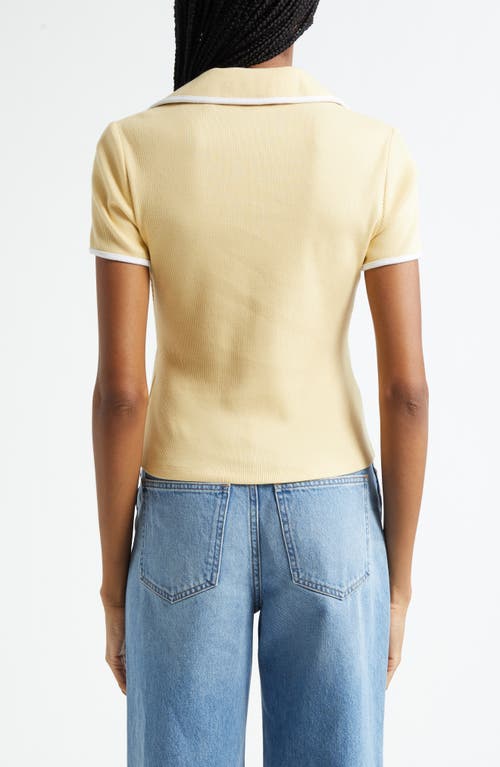 Veronica Beard Kearney Contrast Trim Rib Polo In Neutral