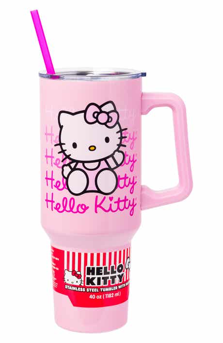 Hello Kitty 40-Ounce Travel Tumbler with Handle & Straw
