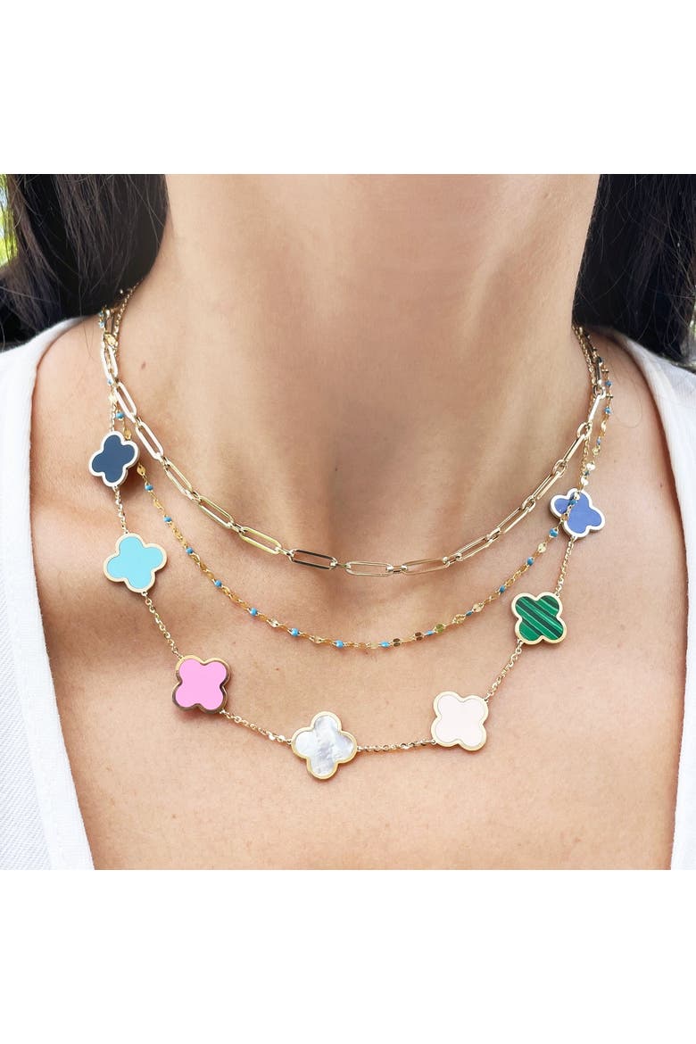 Round Link Paperclip Chain Necklace, Alternate, color, Yellow Gold