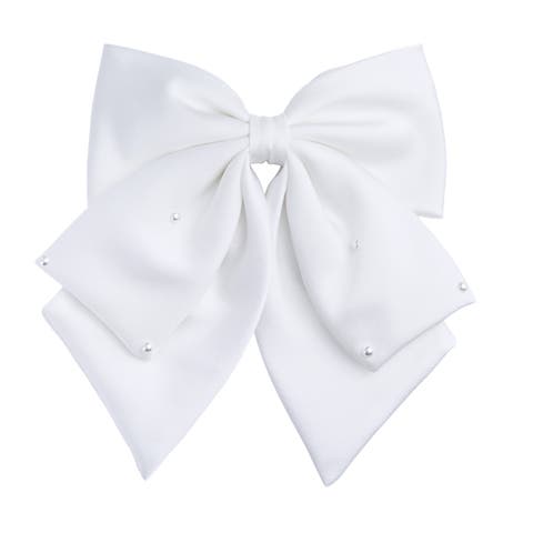 Pearl-embellished Satin Hair Clip