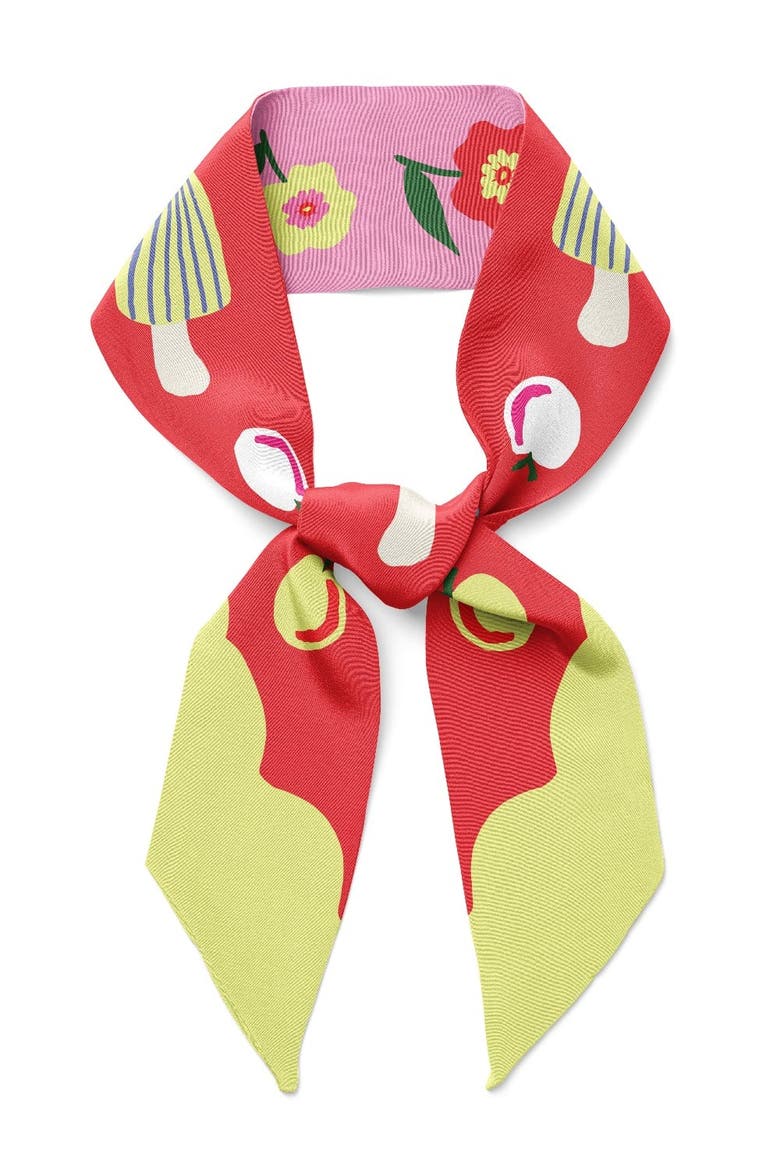 Cat Garden Gnome Twilly Ribbon Scarf, Alternate, color, Multicolor