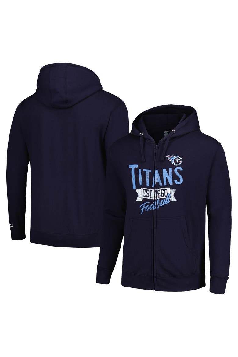 Men's Starter Navy Tennessee Titans Domestic Post Season Full-Zip Hoodie, Main, color, Navy