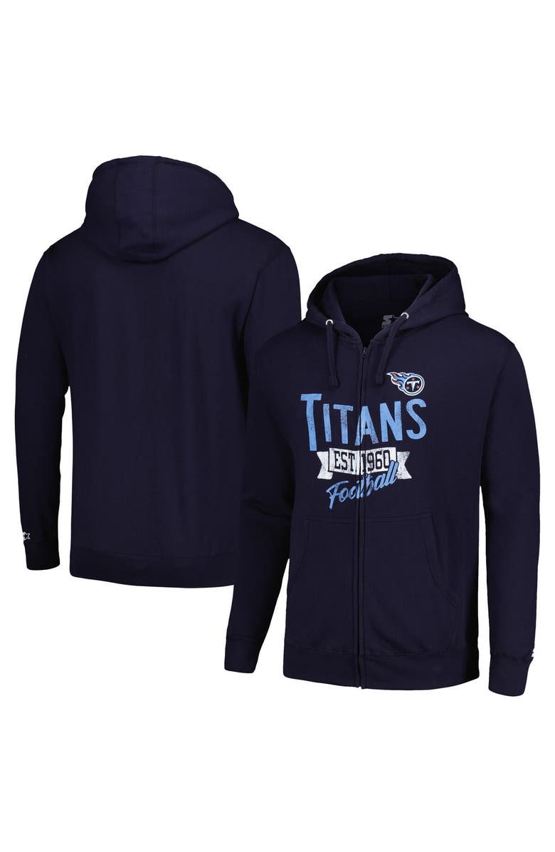 STARTER Men's Starter Navy Tennessee Titans Domestic Post Season Full-Zip Hoodie, Main, color, Navy