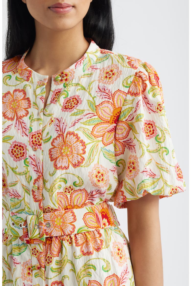 Sunkissed Floral Puff Sleeve Belted Dress, Alternate, color, SUNKISS
