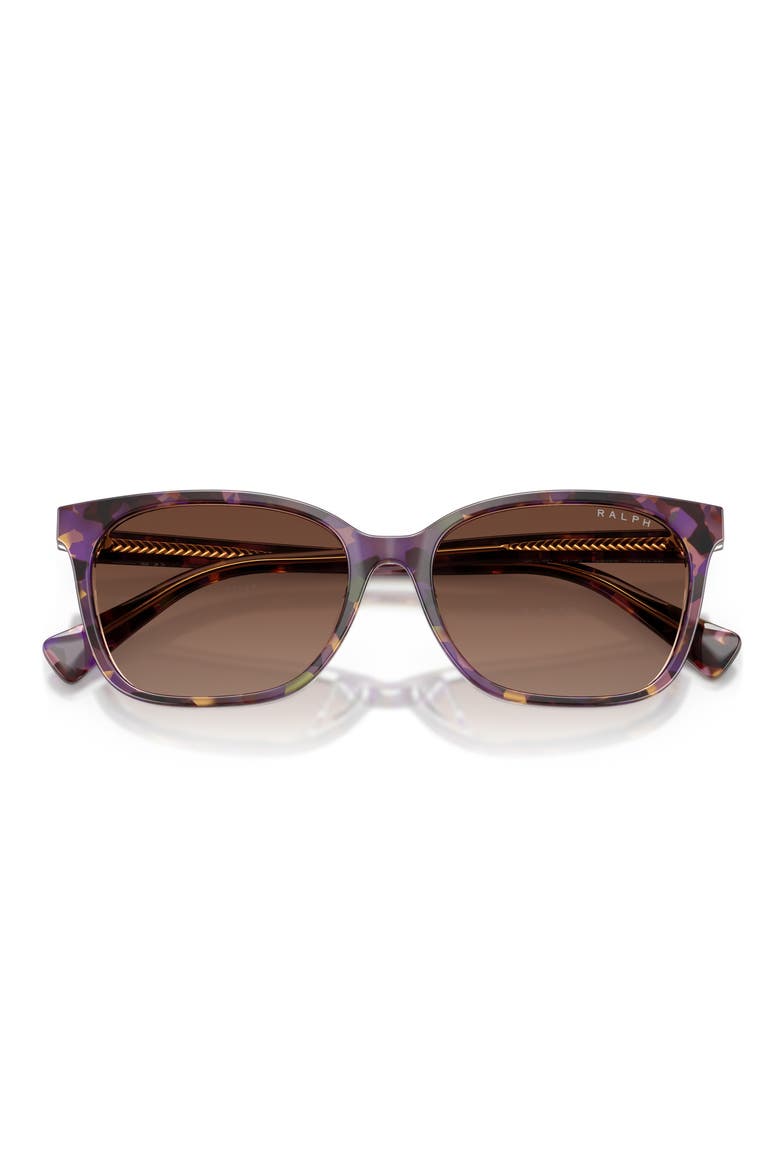 56mm Polarized Square Sunglasses, Alternate, color, VIOLET HAVANA BROWN