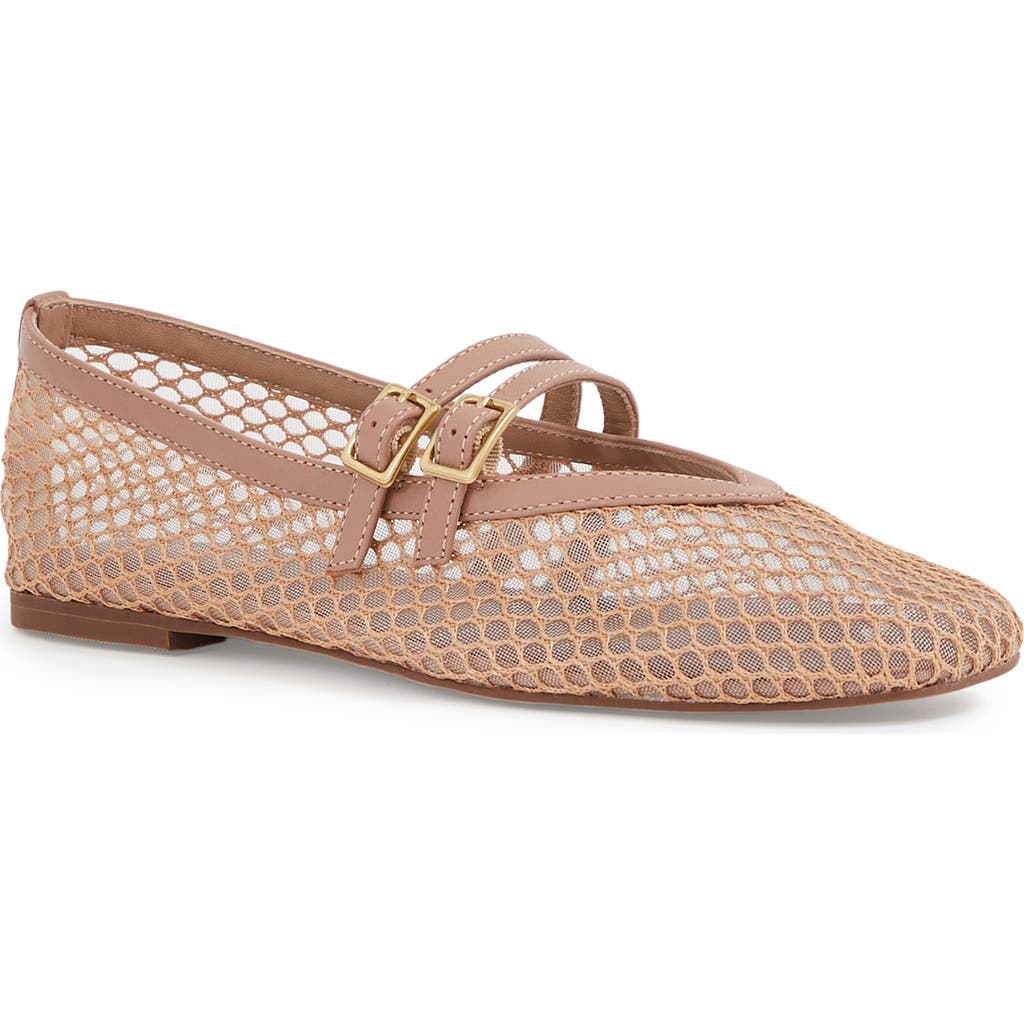 Reiss Neutral Mesh Double-strap Ballet Flats In Neutral