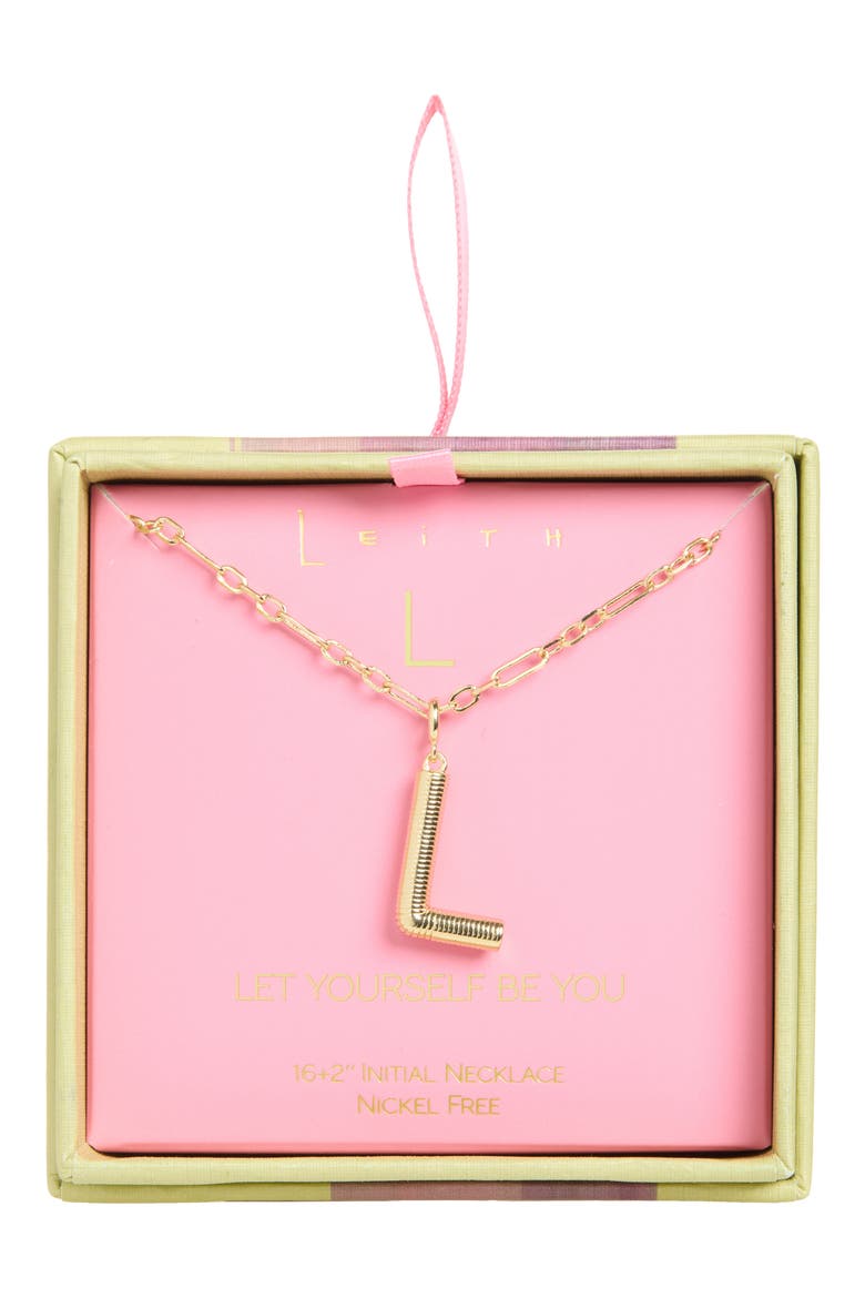 Initial Pendant Paper Clip Chain Necklace, Main, color, L- GOLD