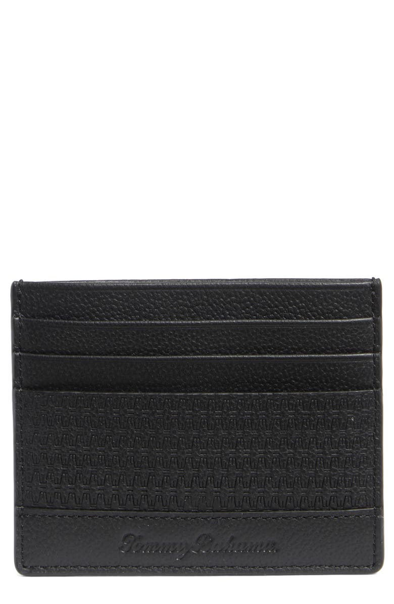 Tommy Bahama Basket Weave Leather Card Case, Main, color,