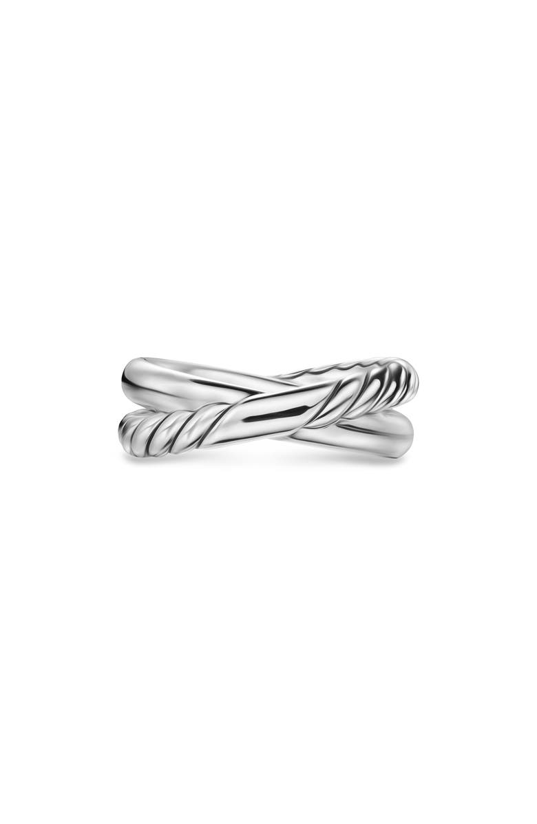 David Yurman Crossover Two Row Ring in Sterling Silver, 7.4mm, Alternate, color, Silver