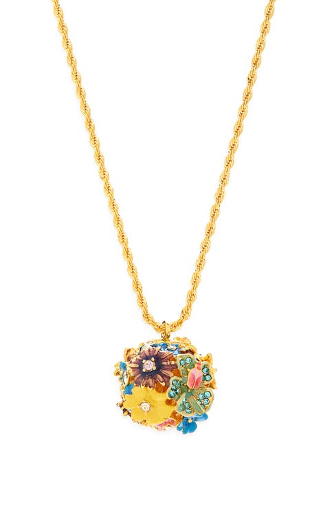Flower Ball Pendant Long Necklace