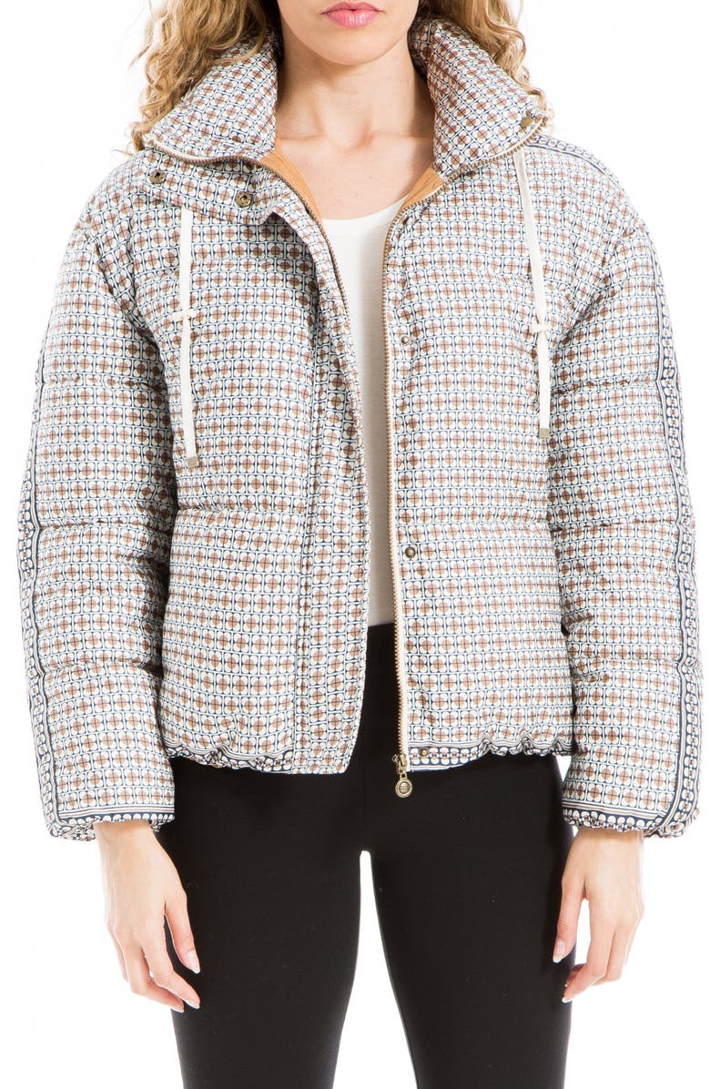 MAX STUDIO Puffer Jacket, Main, color, Black/ Cream Wicker