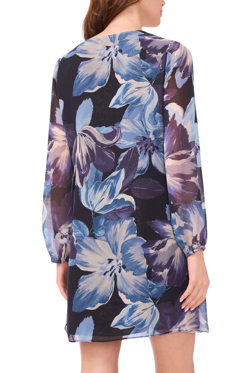 Halogen<sup>®</sup> Floral Lace-Up Grommet Long Sleeve Minidress, Alternate, color, Rich Black