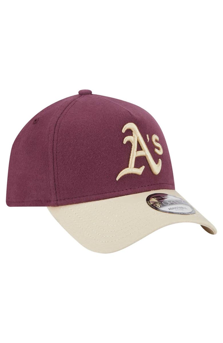 New Era Men's New Era Maroon Athletics Moleskin Crown A-Frame 9FORTY Adjustable Hat, Alternate, color,