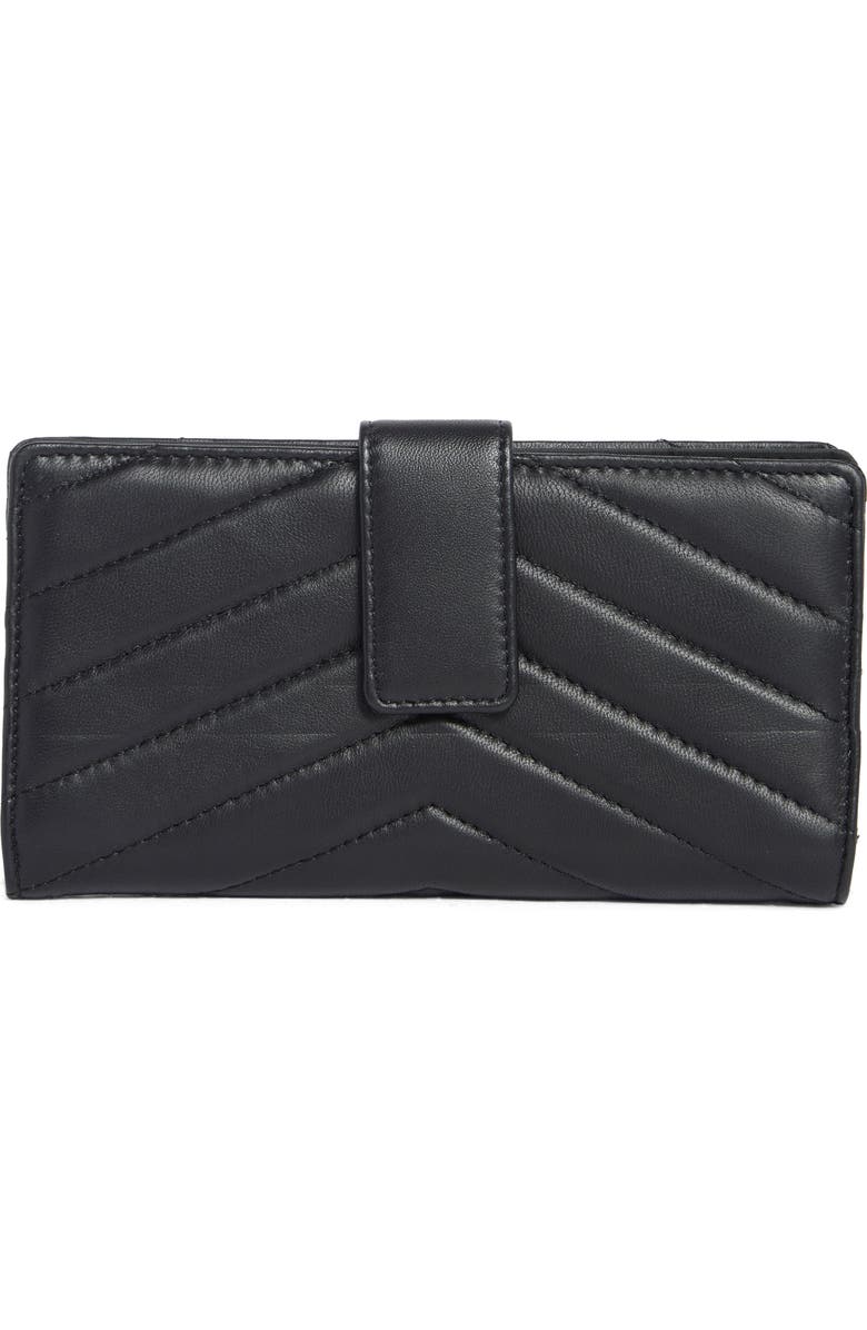 MUNDI SMALL LEATHER GOODS Quilted Tab Frame Clutch, Main, color, Black