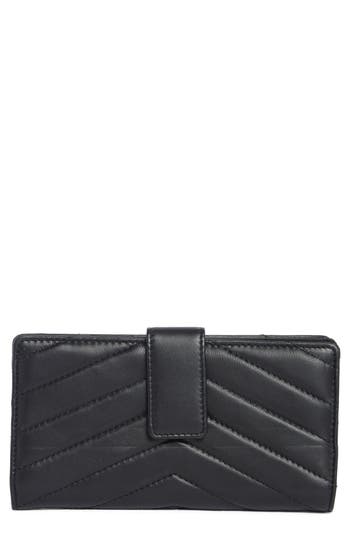 Mundi Small Leather Goods Quilted Tab Frame Clutch In Black