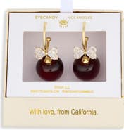 EYE CANDY LOS ANGELES Cherry Bow Drop Huggie Earrings