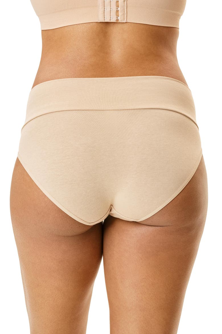 Motherhood Women's Maternity Cotton Foldover Waistband Brief Panty, 3-Pack, Alternate, color, Heather Grey/ Nude/Core Black