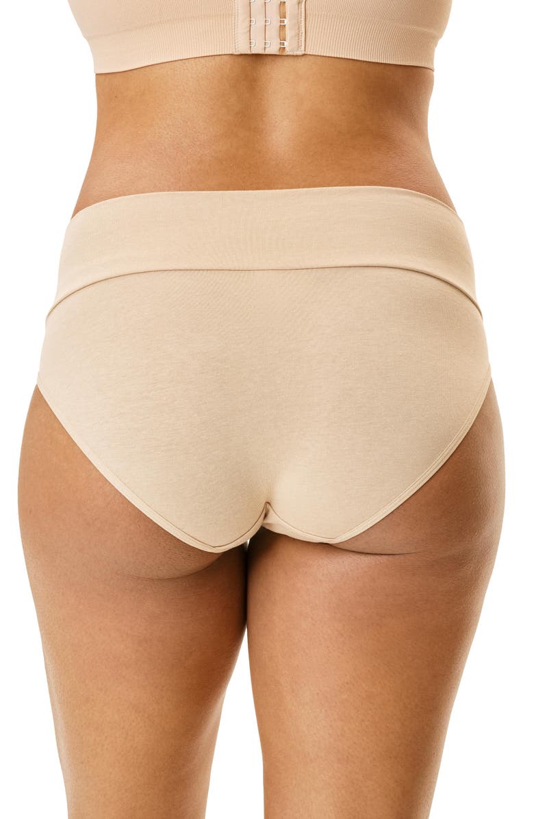 MOTHERHOOD MATERNITY Motherhood Women's Maternity Cotton Foldover Waistband Brief Panty, 3-Pack, Alternate, color, Heather Grey/ Nude/Core Black