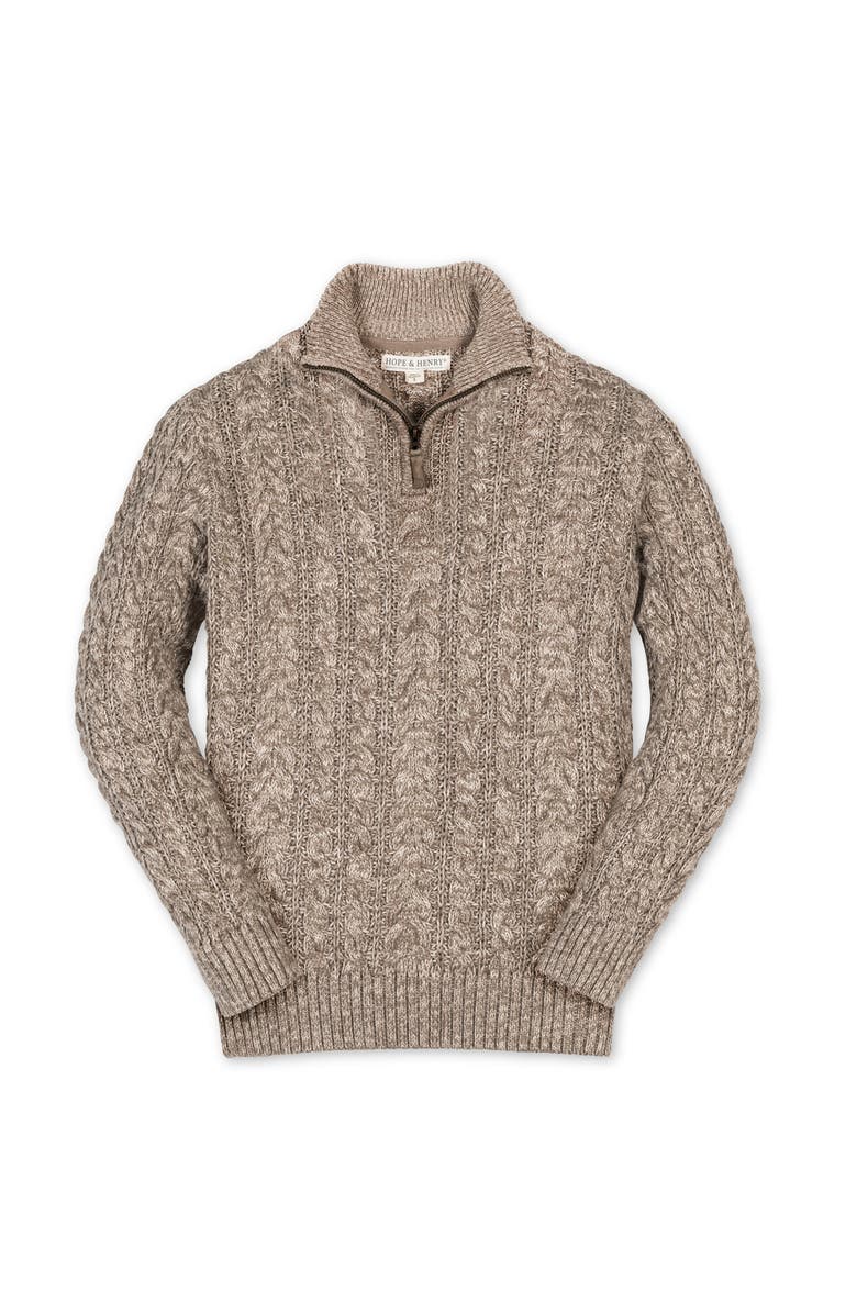 Hope & Henry Kids' Organic Long Sleeve Half Zip Cable Pullover Sweater, Main, color, Taupe Marl Cable