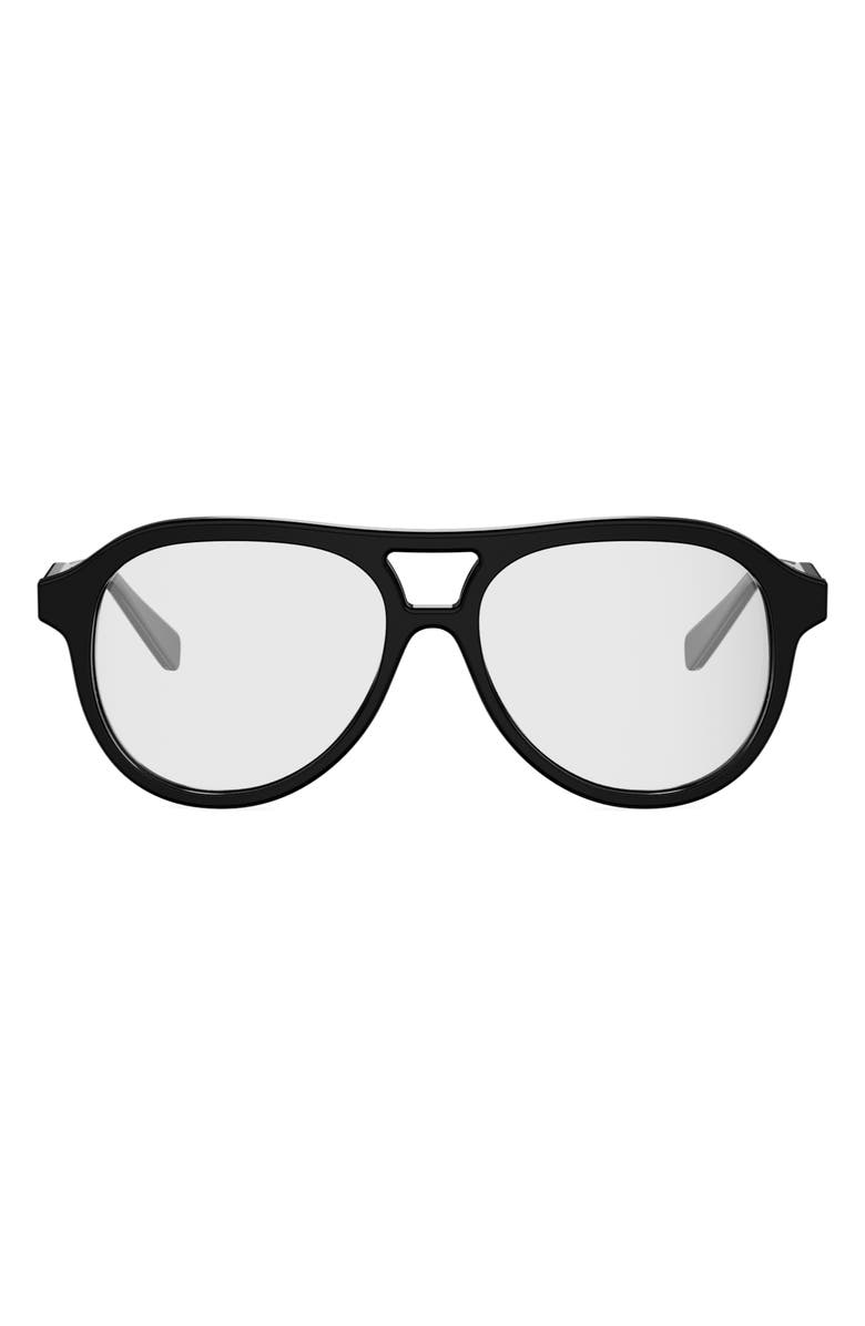 CELINE 54mm Thin Pilot Optical Glasses, Main, color, Shiny Black