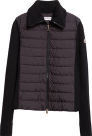 Moncler Virgin Wool Knit & Quilted Down Cardigan