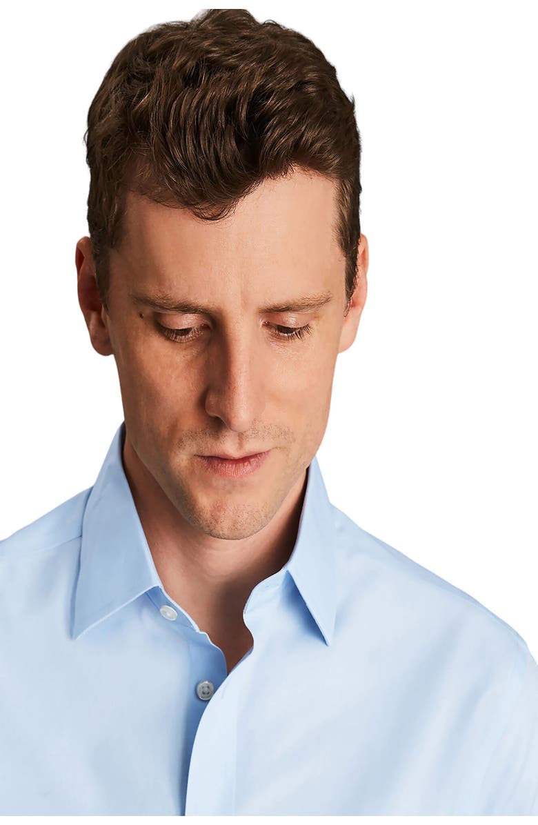 Charles Tyrwhitt Non-Iron Poplin Slim Fit Shirt Double Cuff, Alternate, color, Sky Blue