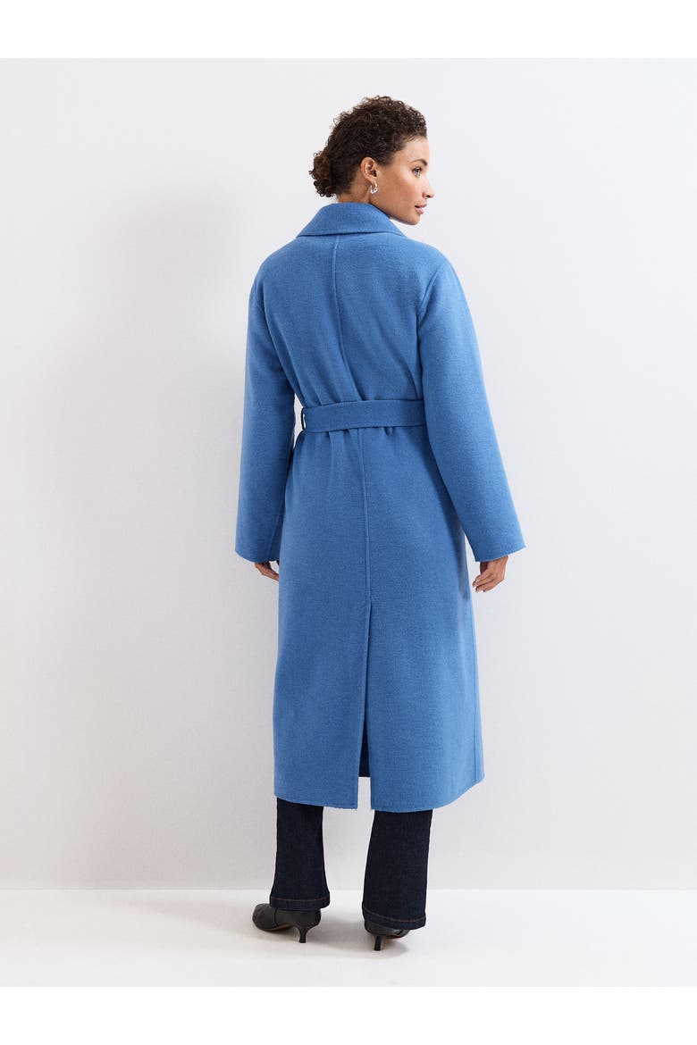 Long Sleeve Belted Wrap Midi Coat, Alternate, color, Blue