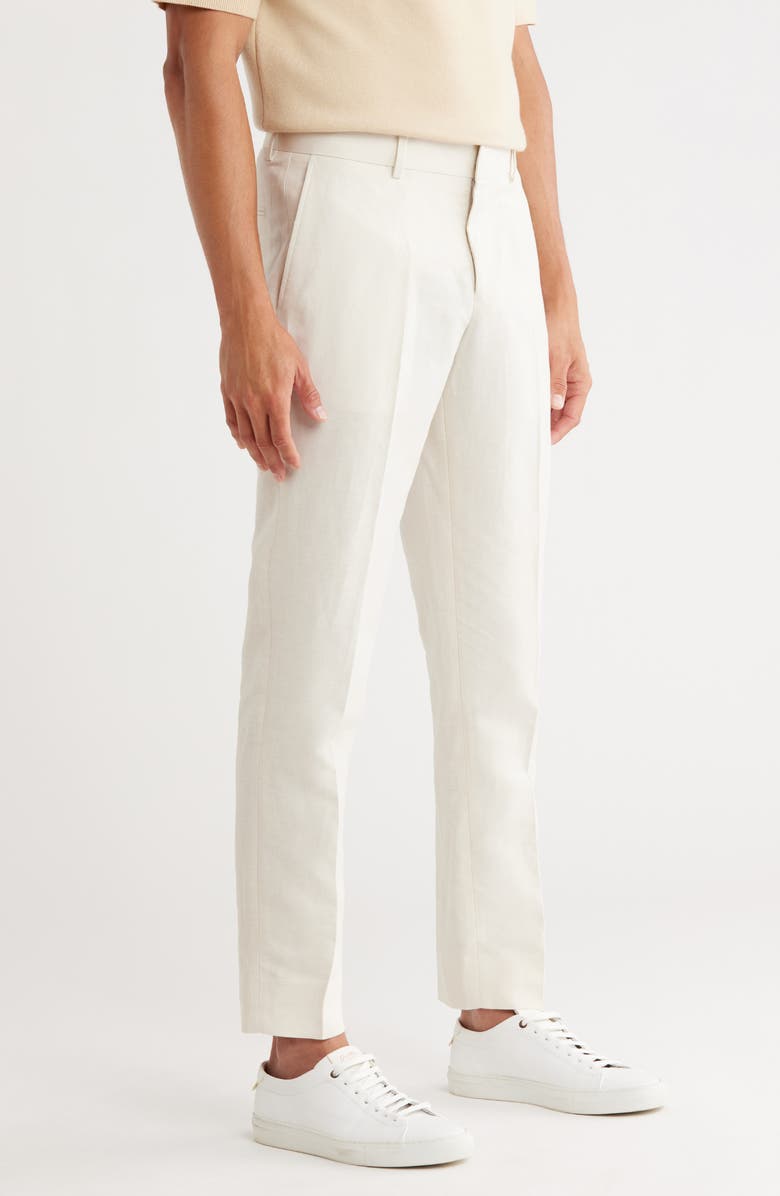 Open Edit Linen Blend Pants, Alternate, color, Ivory Dove