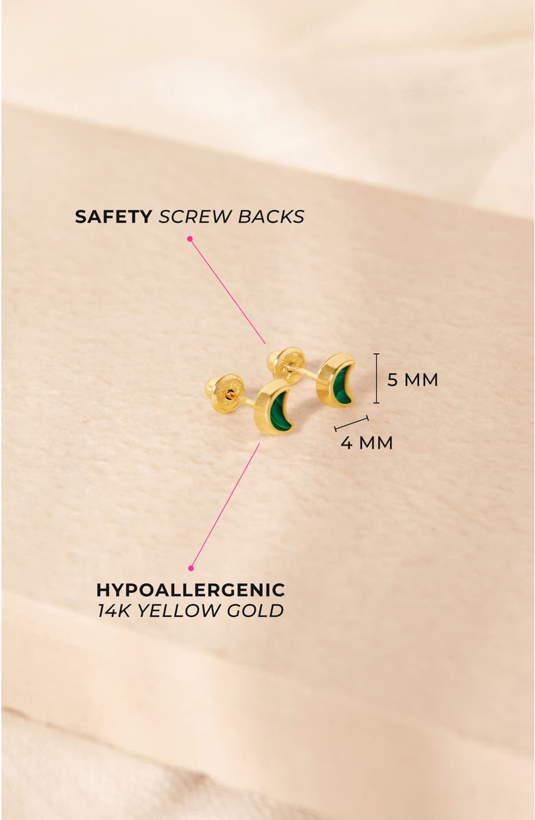 In Season Jewelry 14k Malachite Shaped Earrings, Alternate, color, Green