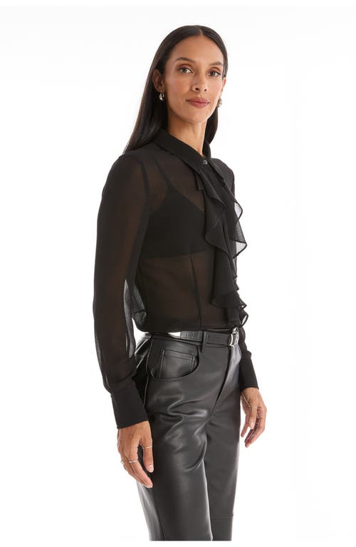The Noli Shop Georgia Semi-sheer Blouse In Black