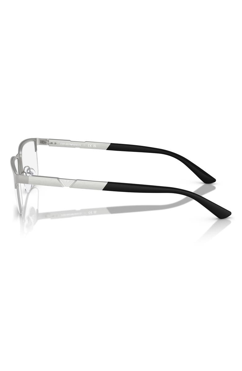 Emporio Armani 56mm Rectangular Optical Glasses, Alternate, color, Matte Silver / Demo Lens