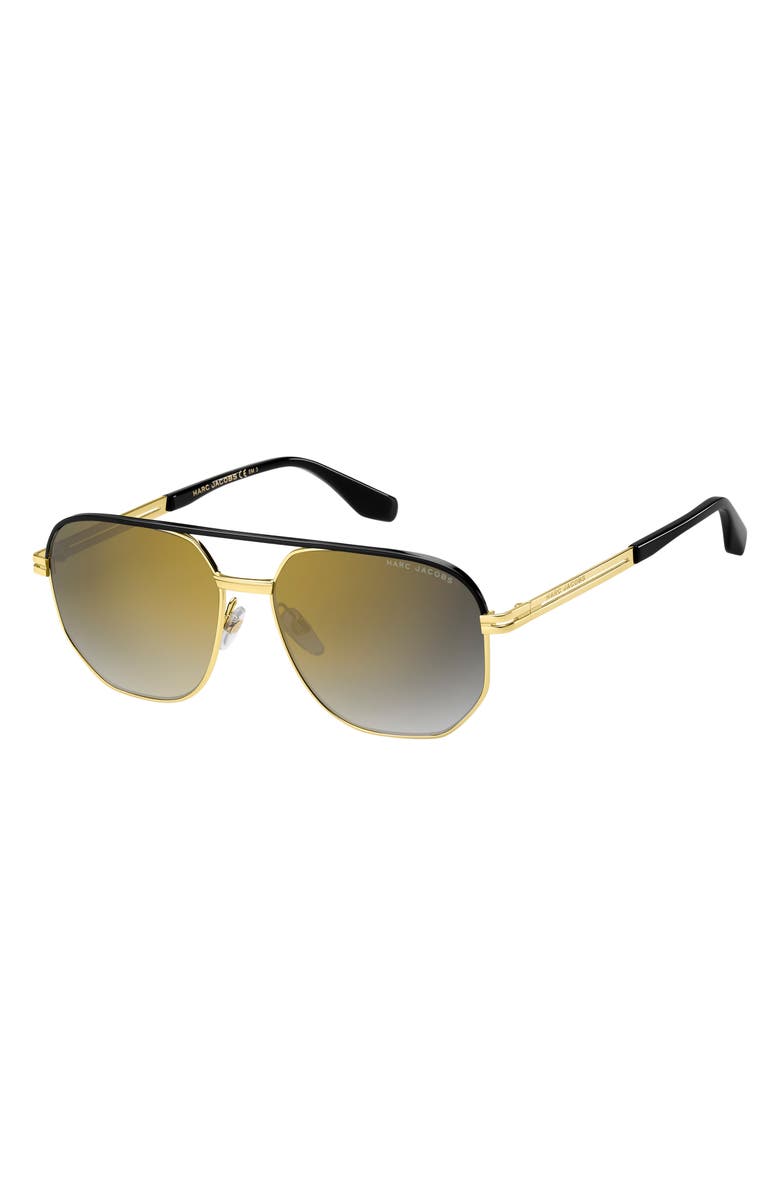 Marc Jacobs 58mm Gradient Aviator Sunglasses, Alternate, color, Gold Black/ Grey Gold Gradient