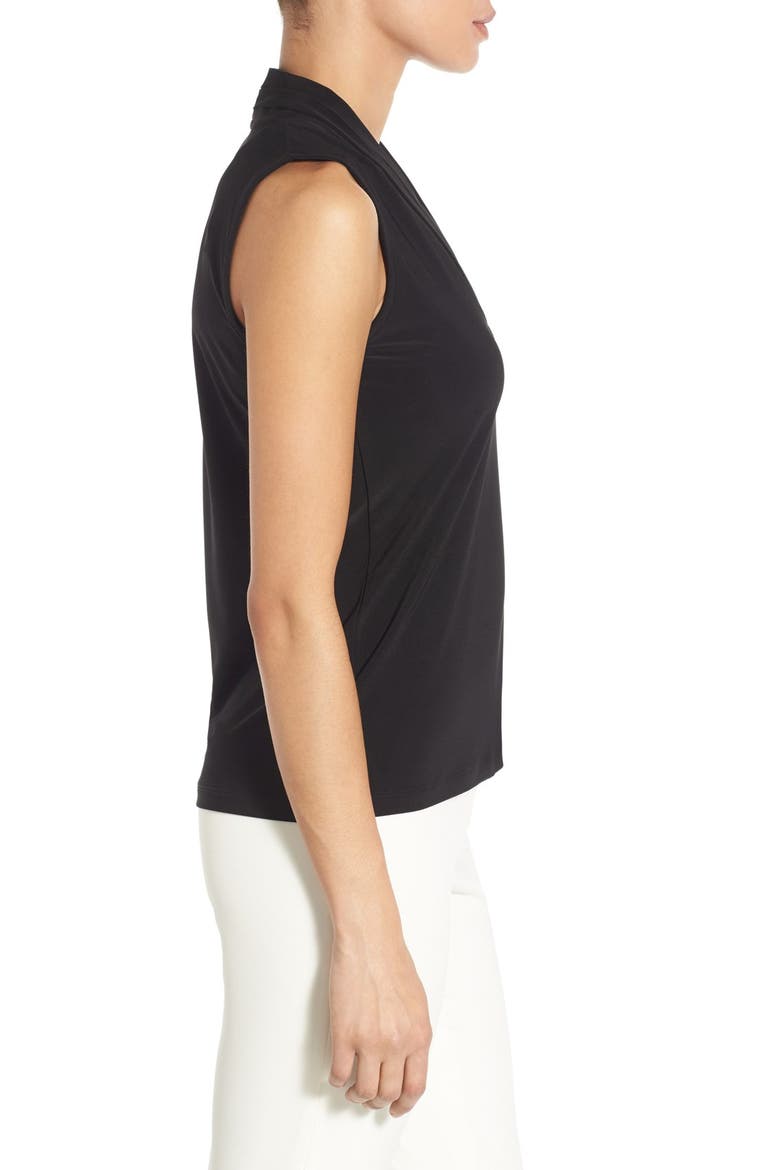 Triple Pleat V-Neck Jersey Top, Alternate, color, BLACK