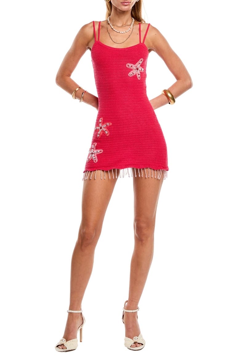 Marilei Appliqué Cover-Up Minidress, Main, color, PINK