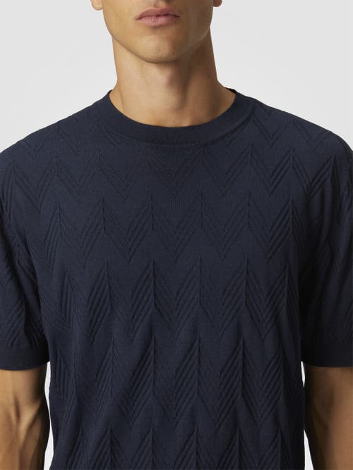 Missoni Cotton And Silk Knit Crewneck T-shirt With 3d Chevron In Blue