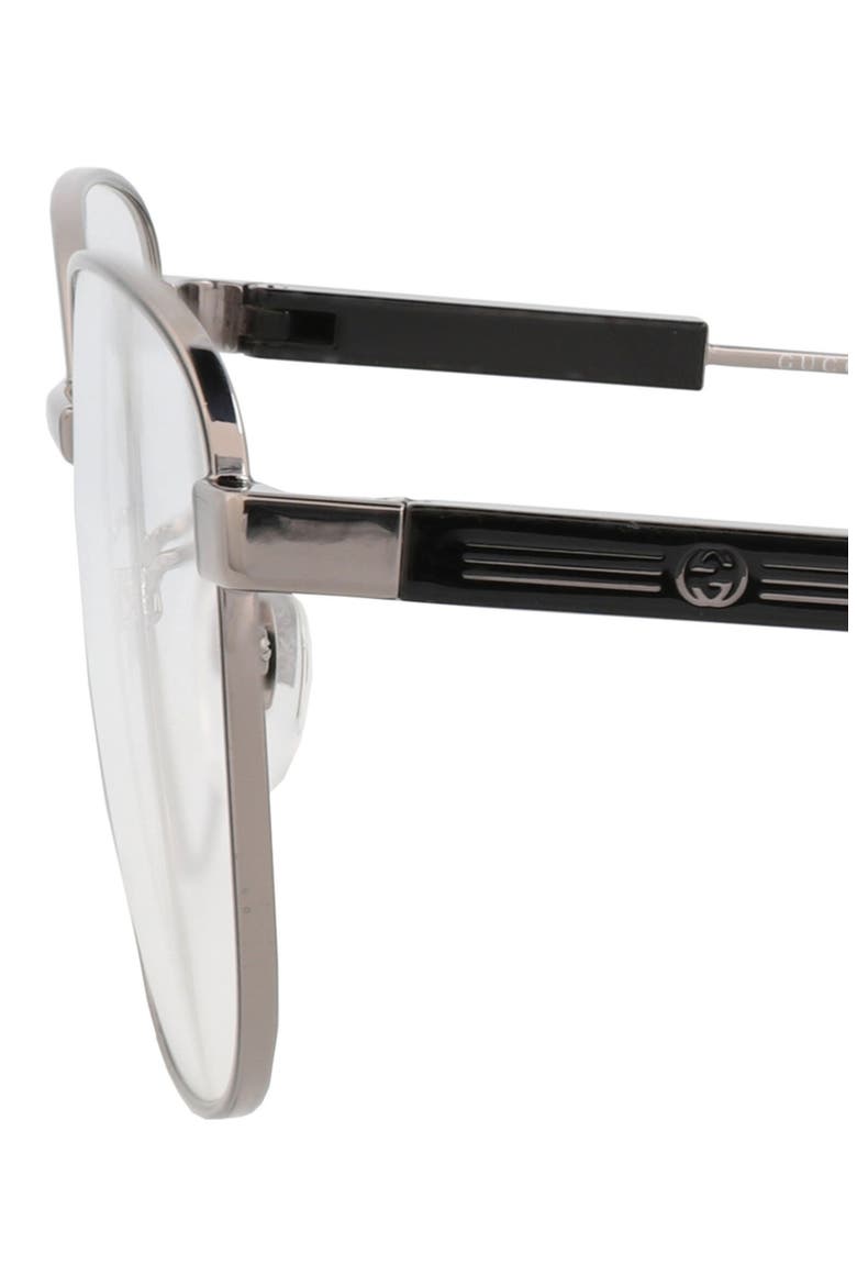 Novelty 57mm Rectangle Optical Glasses, Alternate, color, RUTHENIUM TRANSPARENT