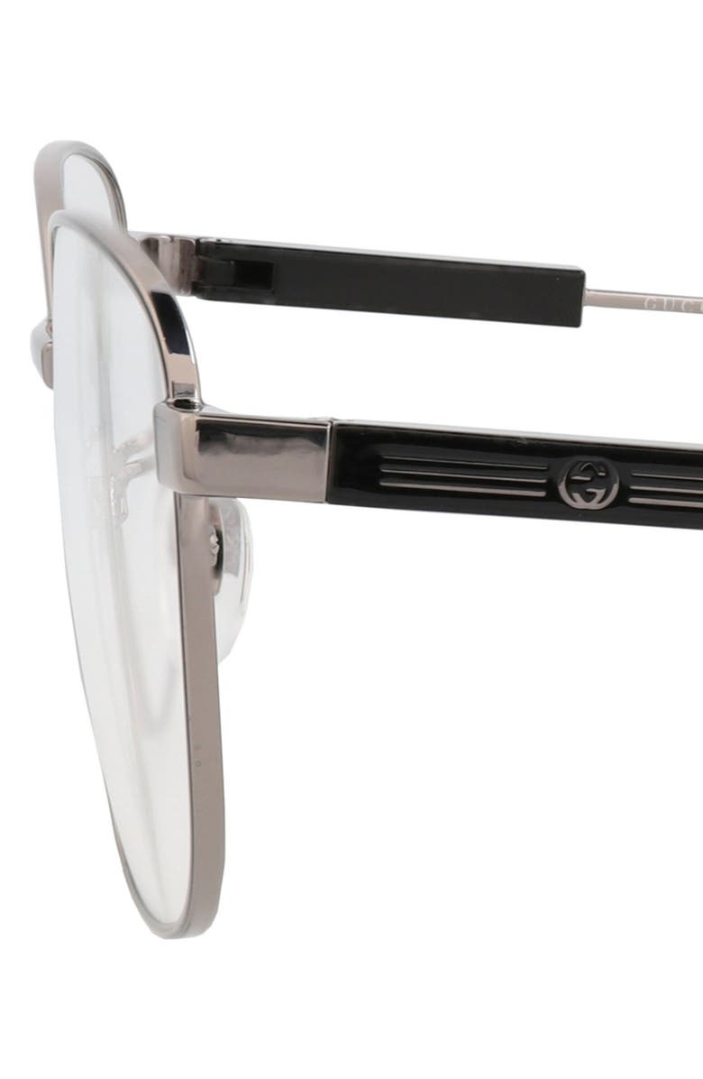 Gucci Novelty 57mm Rectangle Optical Glasses, Alternate, color, Ruthenium Transparent