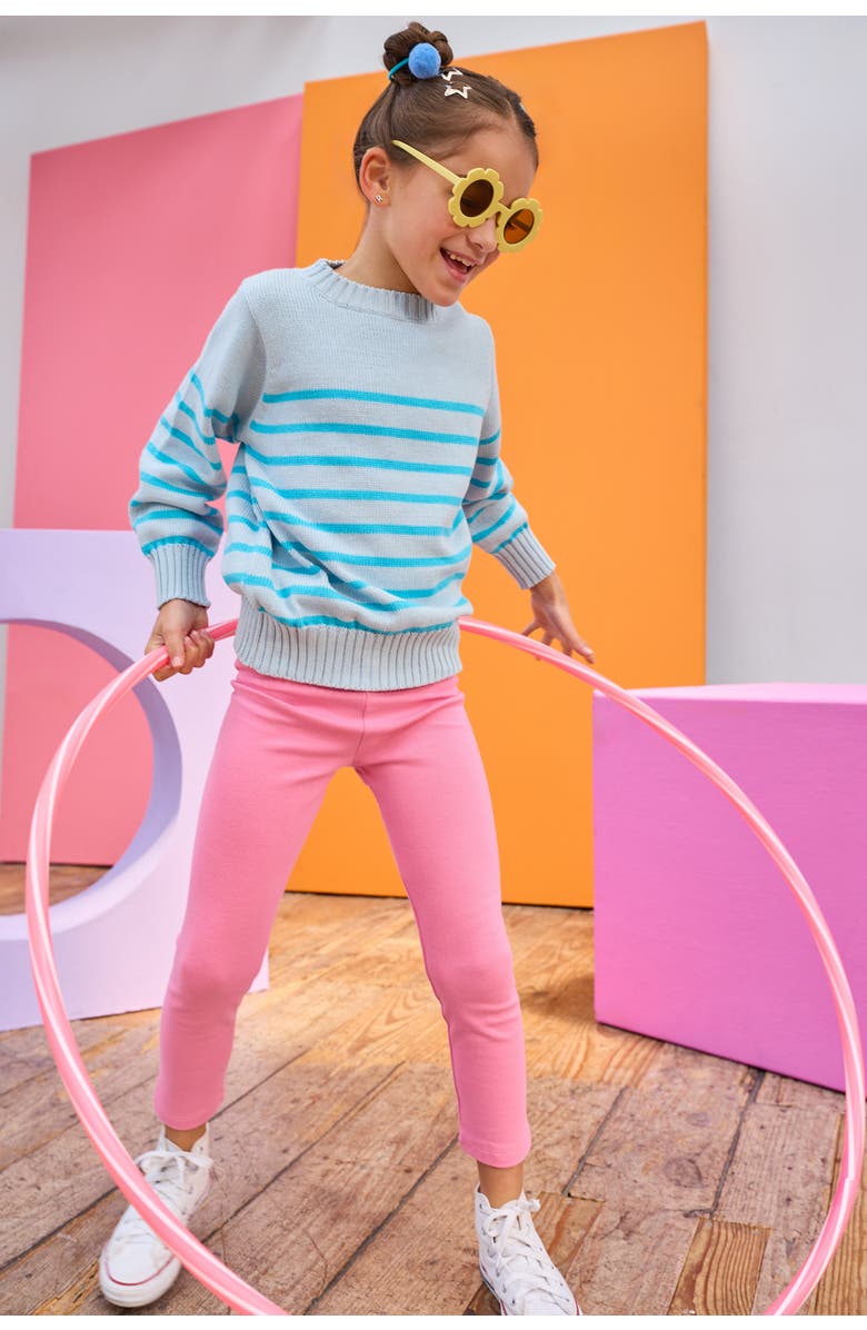 BISBY Kids' Knit Striped Sweater, Alternate, color, Aqua