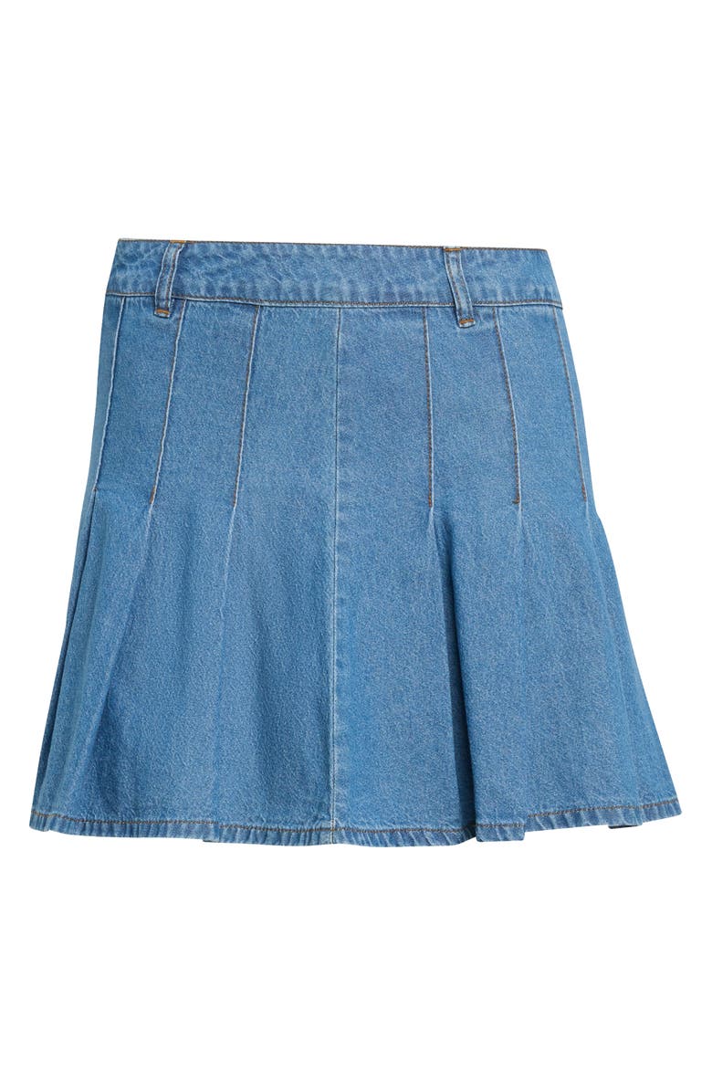 adidas Originals Pleated Denim Miniskirt, Alternate, color, Indigo Denim