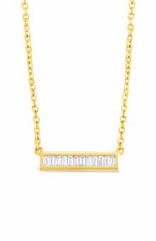 Sterling Forever Ricki Cubic Zirconia Bar Pendant Necklace