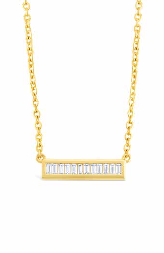 Sterling Forever Ricki Cubic Zirconia Bar Pendant Necklace