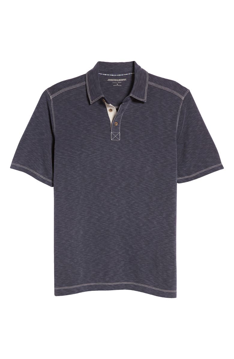 Johnston & Murphy Slub Polo, Alternate, color, Navy