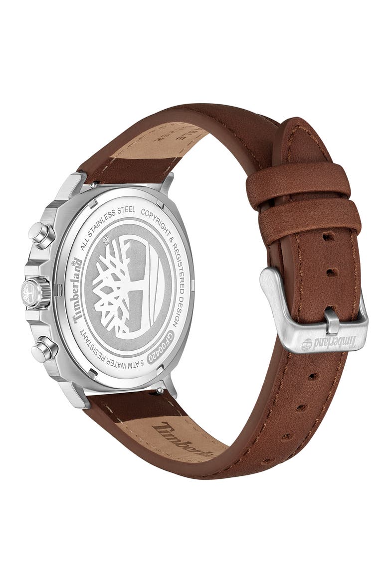 Williston Multifunction Chronograph Leather Strap Watch, 43.5mm x 46.5mm, Alternate, color, BROWN
