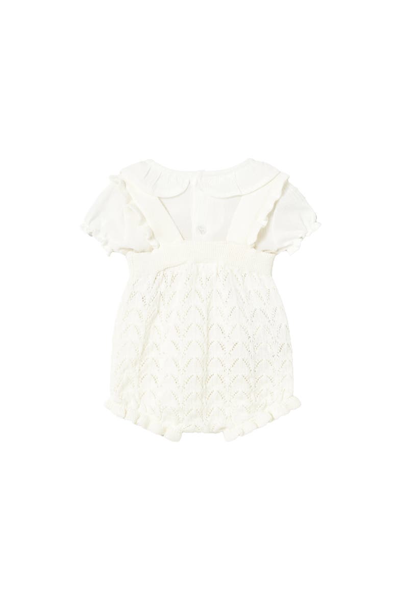 Mayoral Knitted Romper with Puff Sleeves, Alternate, color, White