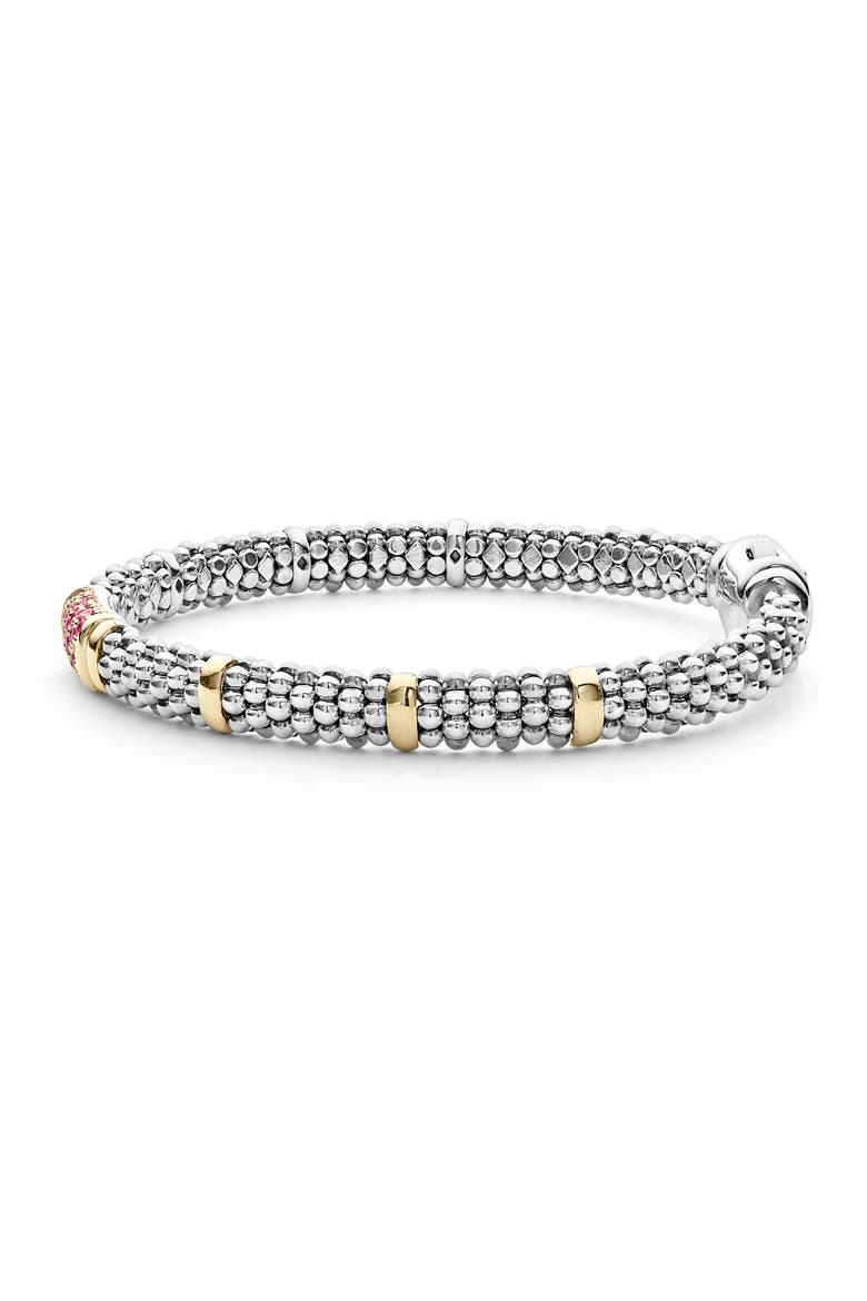 Pink Sapphire Caviar Bead Bracelet, Alternate, color, SILVER GOLD PINK SAPPHIRE